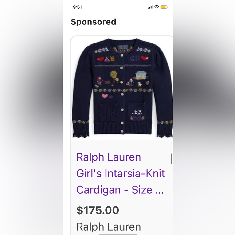 Sweater NEW !! Brand: Ralph Lauren for Girl (Kids)